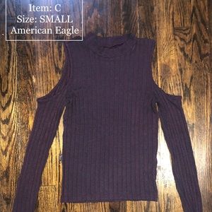 American Eagle purple shoulder cut-out sweater